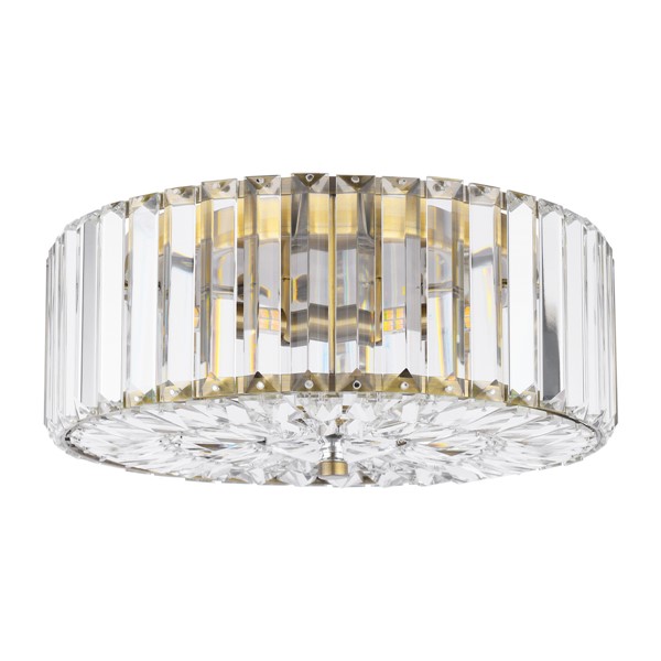 (image for) Laura Ashley Fernhurst 3 Light Flush Crystal and Antique Brass